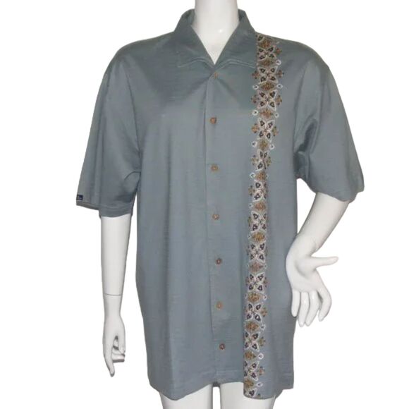 Vintage CHAPS Ralph Lauren Shirt, L, Gray Cotton, Camp, Button front, Casual - Picture 1 of 10